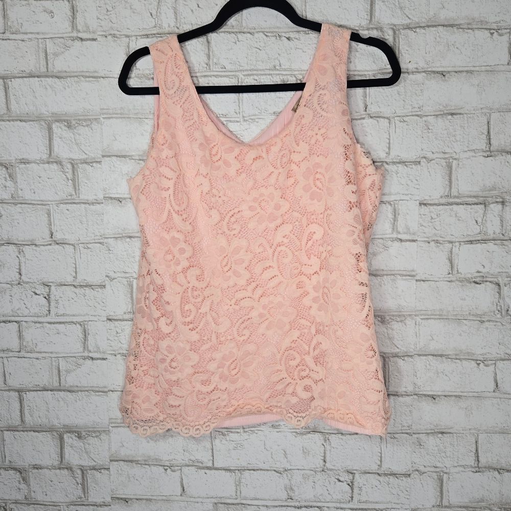 Boutique Essentials pink lace tank top